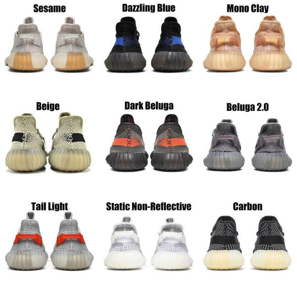 

2023 yeezzys women mens running shoes bone dazzling mono beluga reflective mx oat rock blue black static reflective jogging walking trainers