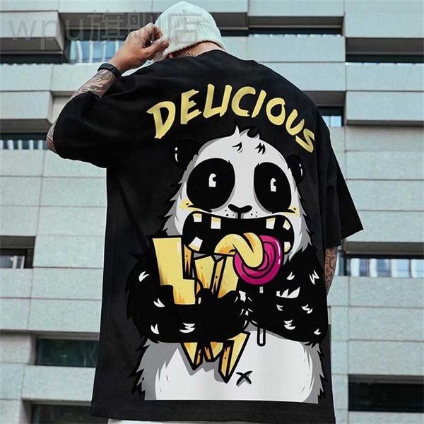 

36% off street cartoon plus loose short t-shirt men's oversize fashion large summer half sleeve, White;black