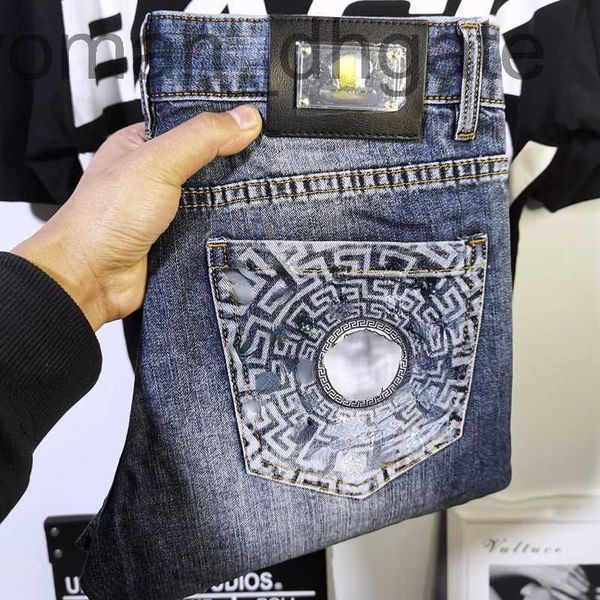 

men's jeans designermens jeans summer men shorts designer lounge pants luxury medusa print wash hip hop trendy straight loose tracksuit, Blue