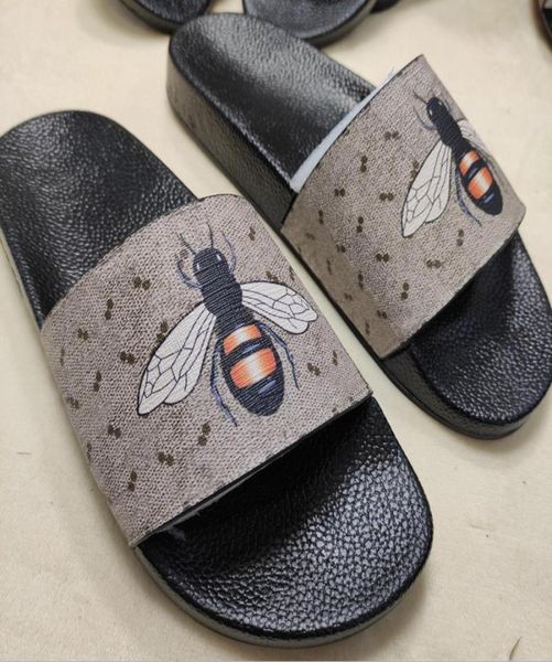 

designer women man slippers tiger printed synthetic leather strap sandals flat berry print slide shower shoe beach sandal6113871, Black