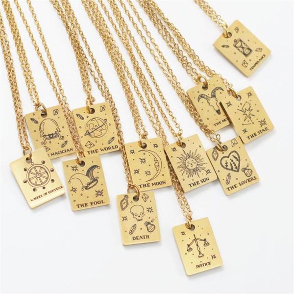 

pendant necklaces constelltion tarot necklace for men women jewelry real gold color stainless steel mysterious good luck giftpenda211y, Silver