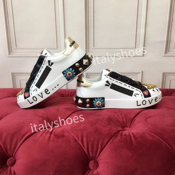 

shoes 2022s casual mens women luxury designer striped rubber outsole leather pointed runner sneakers dgs''dolc''gabbanas, Black