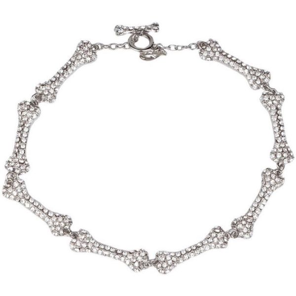 

charming classic eightsection bone necklace full of diamonds flashing diamonds fivesection bone saturn necklace european and ameri309k, Silver