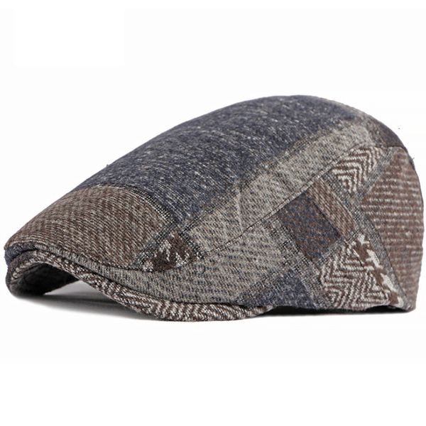 

berets ht4091 men women cap autumn winter hats for plaid hat adjustable ivy sboy flat male female 230421, Blue;gray
