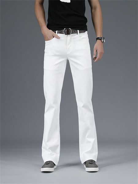 

pants 2022 men's new midwaist microflare casual pants stretch slim boot cut multicolor jeans trousers, Black