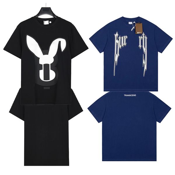 

men's t-shirt designer letters rabbit graphic print tee women clothing 2023ss trend t-shirt loose casual streetwear comfortable short-, White;black