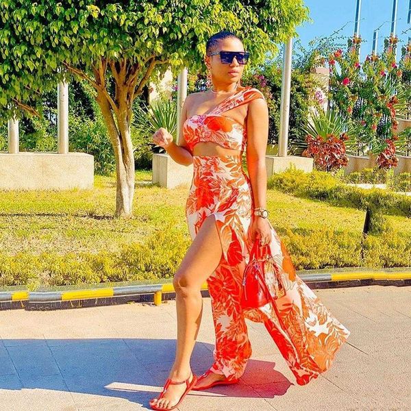 

summer womens clothing print dress tube split sleeveless long, Black;gray