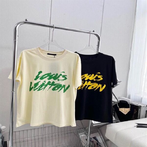 

2023ss man high street t shirt cotton short-sleeved fashion men and women short t-shirt couple models men and women cotton crewnec345p, Black;brown