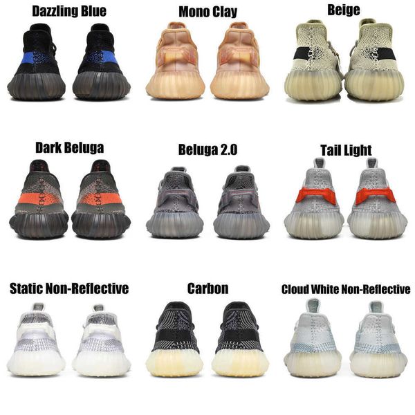 

2023 yeezzys women mens running shoes bone dazzling mono beluga reflective mx oat rock blue black static reflective jogging walking trainers