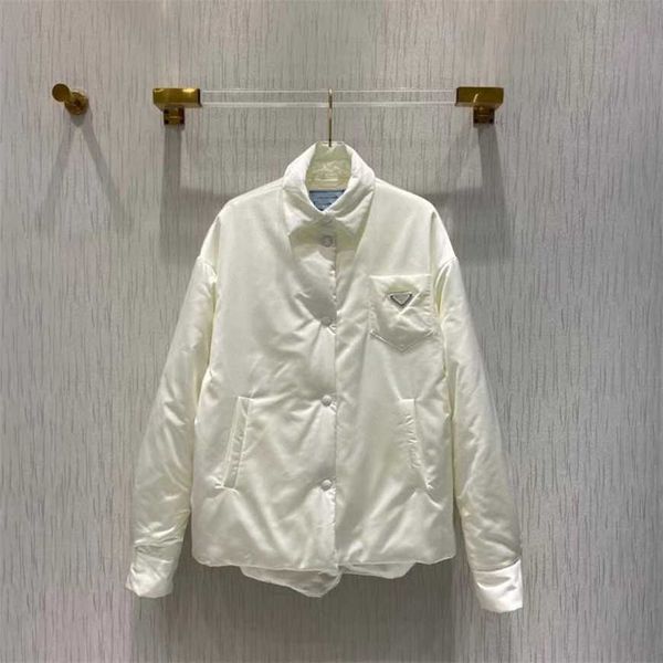 

32% off family nylon lapel triangle label cotton coat, Black