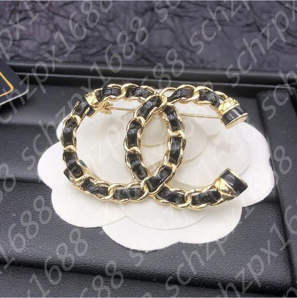 

women vintage designer brand double letter brooch pearl rhinestone crystal metal broochs suit laple pin fashion scarf sweater ewelry, Gray