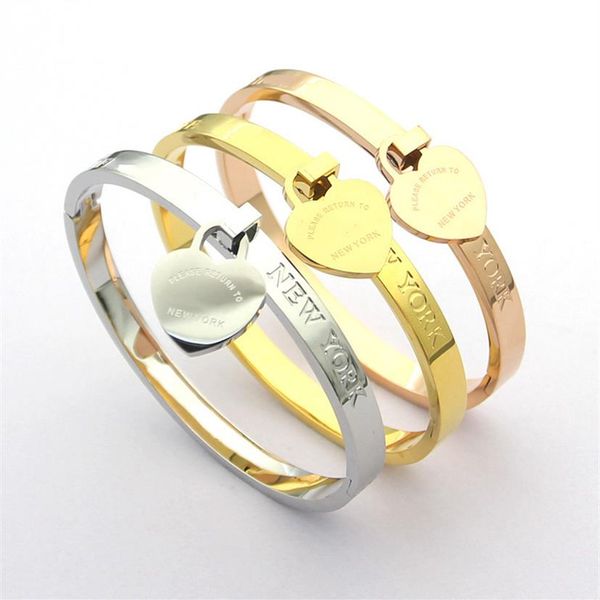 

women designer bangles simple high polished bracelet single heart luxury style couple bracelets lady party gifts whole237m, Black