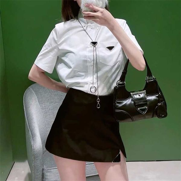 

30% off family triangle nylon short summer new casual versatile slim waist a-line half-length skirt, Black