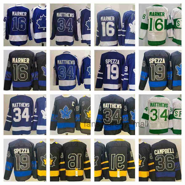 

2023 reverse retro ice hockey jerseys 36 jack campbell 16 mitchell marner 19 jason spezza 34 auston matthews stitched jersey, Black;red