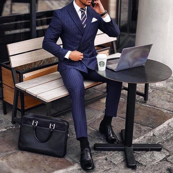 

blazers fashion blue stripe groom tuxedos doublebreasted groomsmen wedding tuxedos excellent men formal blazer prom 2 pcs (jacket suit), White;black