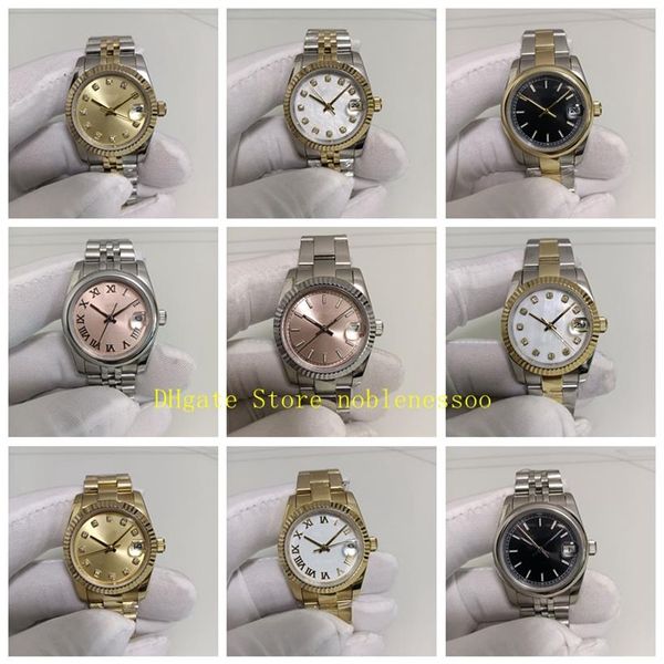 

20 model original box ladies watch women steel 18k gold 31mm white mother of pearl diamond dial 68273 178274 278240 asia 2813 move258o, Slivery;brown