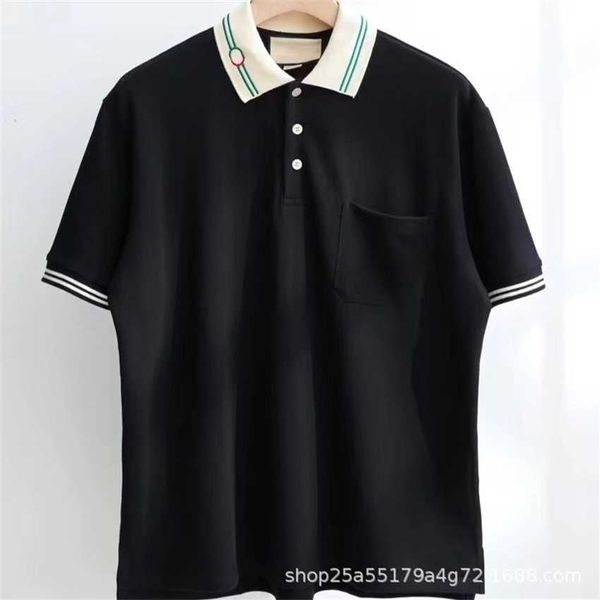 

the correct version of style beaded cotton double embroidered polo shirt gujia clothes for men and women, White;black
