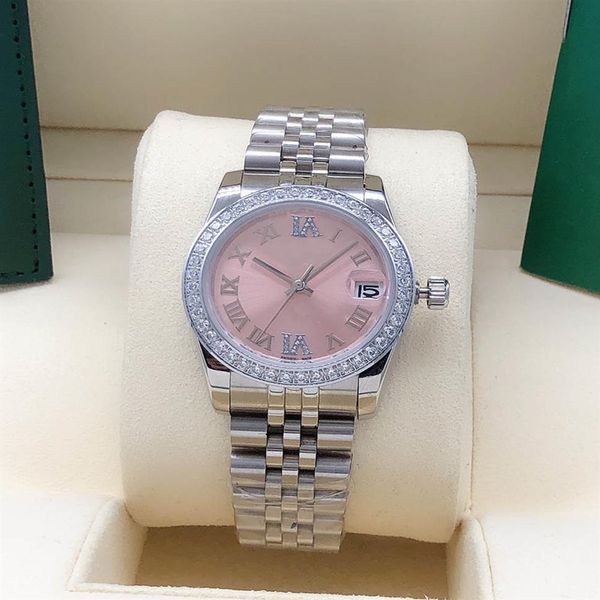

women's watch 31mm sapphire classic fashion waterproof stainless steel automatic folding button253m, Slivery;brown