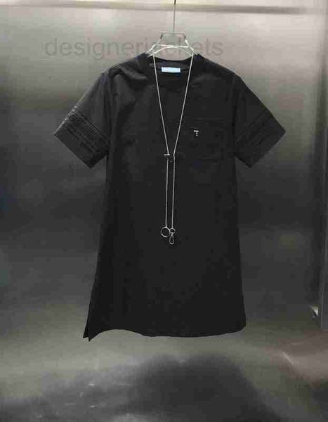 

casual dresses designer spring/summer new girls' style simple and fashionable spliced hollow lace design loose fit round neck t-shirt d, Black;gray