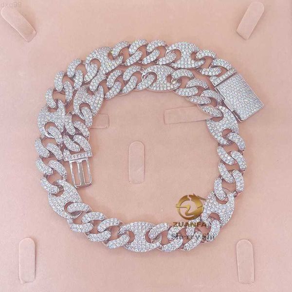 

pass diamond tester gra 15mm white gold iced out moissanite mariner cuban, Silver