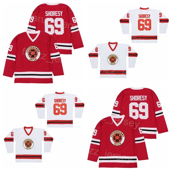 

movie college 69 shores hockey jersey series irish letterkenny team color away red all stitched university breathable pure cotton pullover h, Black