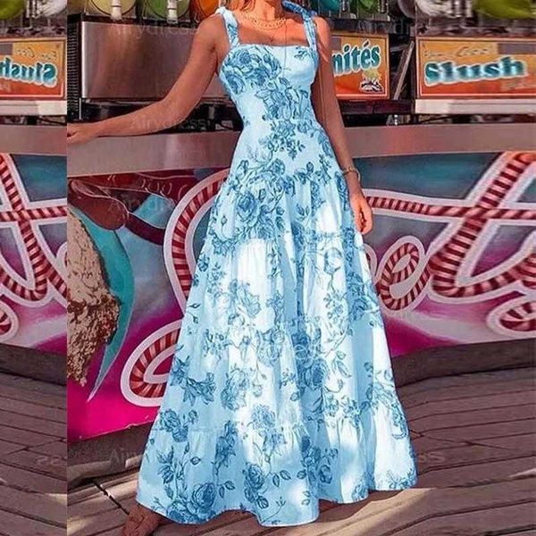 

summer printed dress beach sleeveless strap fashion long skirt, Black;gray