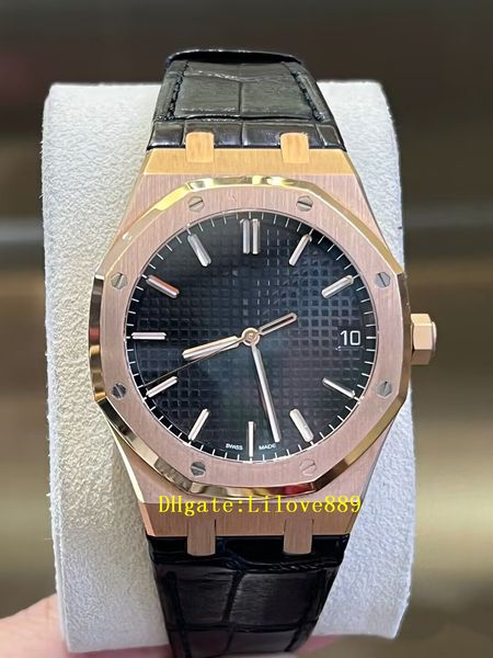 

2023 men watch wristwatches 41mm v5 extra-thin-15500 rose gold bracelet waterproof movement mechanical automatic mens men watches, Slivery;brown