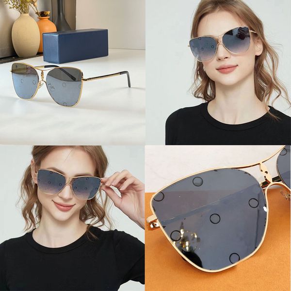 

Star Square Sunglasses features a floral decoration in the middle metal mirror legs with engraved letters and floral signatures gradient printed sunglasses Z1871U