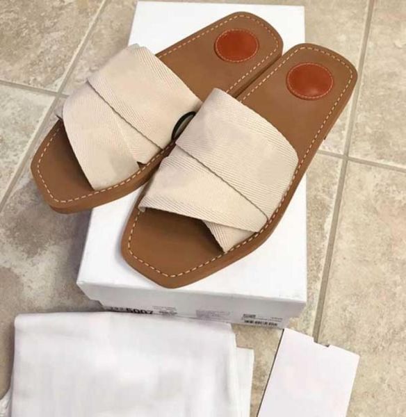 

2022s outdoor fashion name women slipper slides flat sandals woody mule in canvas espadrille luxurys designers sliders sandalias s3911055, Black