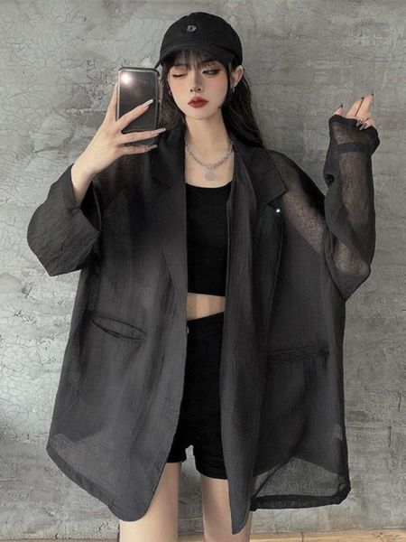 

pants sunscreen coat women's summer ultrathin 2022 new uv breathable loose black suit cardigan oversized blazer women, White