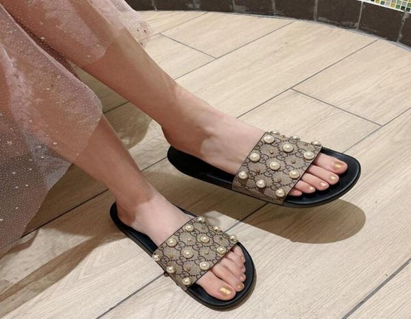 

with box slides womens mens sandals summer slippers beach indoor flat slipper house flip flops spike sandal leather shoes g2908021, Black