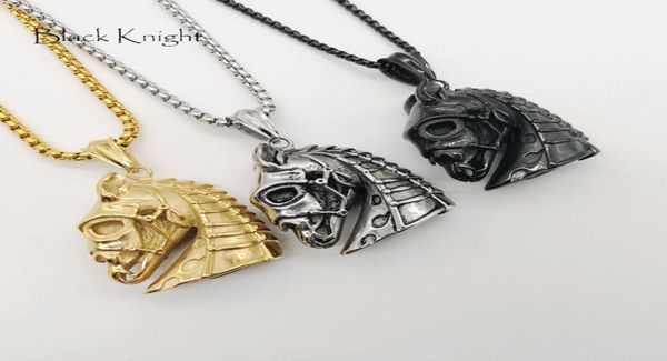 

black knight gothetic stainless steel horse skull pendant necklace mens fashion animal war horse skull necklace blkn07703877156, Silver