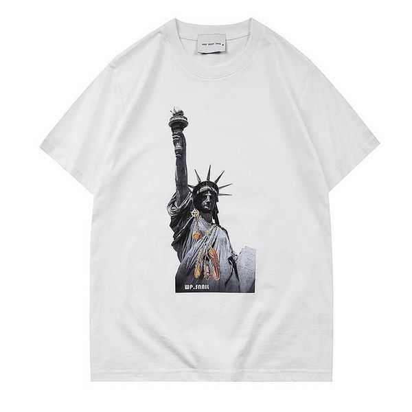 

wp.snail fashion printing statue of liberty leisure loose short sleeve men's and women's t-shirts couple summer, White;black