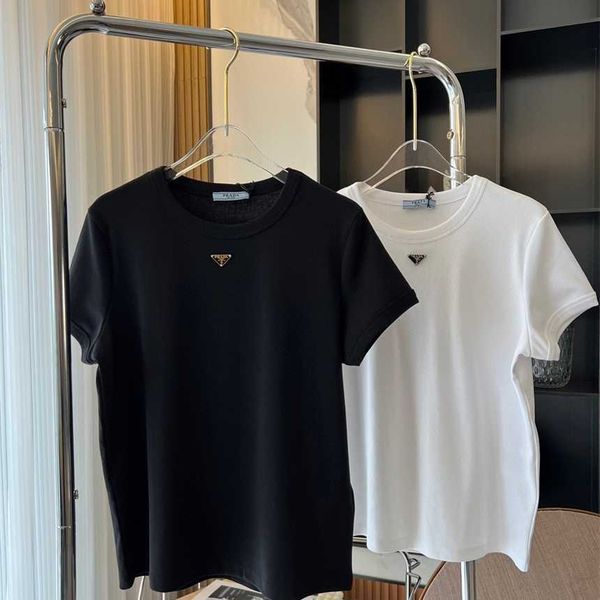 

30% off family early spring new triangle round neck versatile short sleeve t-shirt simple fit casual classic women's style, White