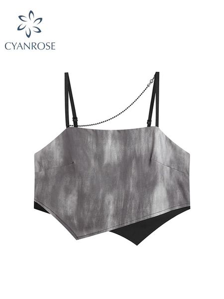 

t-shirt summer vintage patchwork camisole women's crop y2k gothic aesthetic sleeveless backless tank camis 90s ladies clothes, White