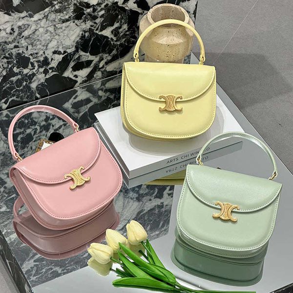 

new designer bag celinne bag designer celins saddles bag triumphal bag portable small bag one-shoulder cross-body cowhide semi-round bag for