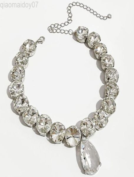 

peri039sbox large vintage teardrop choker necklace luxury crystal necklaces for women large rhinestone necklace for wedding jew4952205, Silver