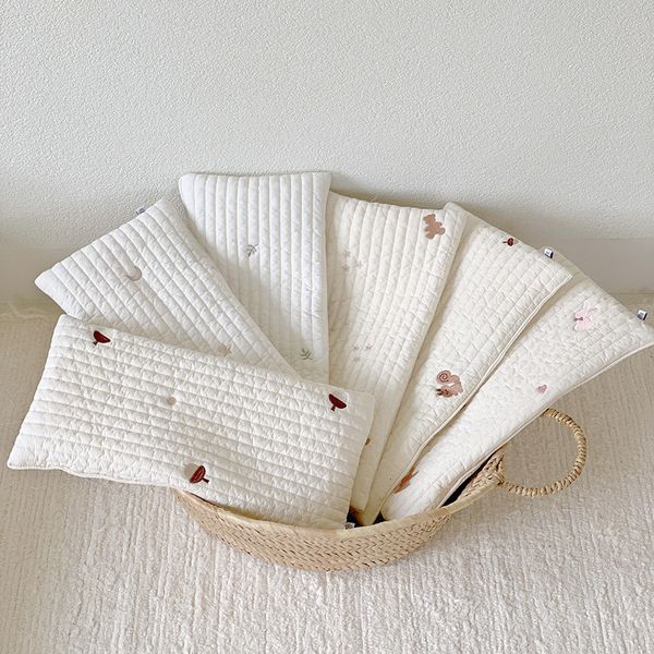 

pillows baby flat pillow breathable embroidery thin pillow pure cotton baby anti-mite pillow 0-12 months anti-vomiting milk 230422