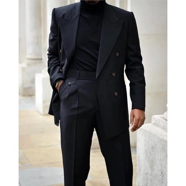 

blazers costume homme wedding men suits black double breasted peak lapel masculino terno slim fit groom blazer 2 pieces jacket+pant, White;black