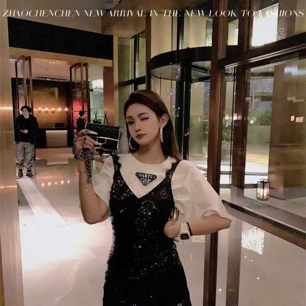 

34% off family summer new fashion classic triangle casual simple short sleeve temperament slim dress, White