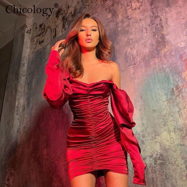 

dresses chicology off shoulder long sleeve elegant lady mini dress 2020 autumn winter party club bodycon christmas birthday clothes, Black;gray