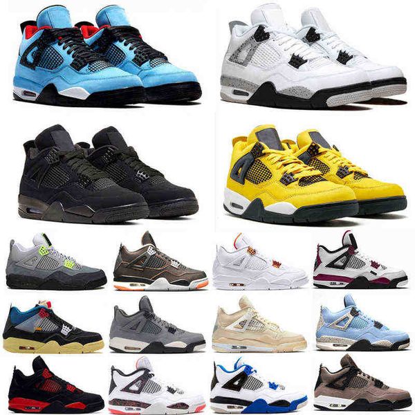 

men 4 4s basketball shoes shimmer university blue taupe haze carnival neon white sail oreo black-cat raptors cement mens trainers sport snea