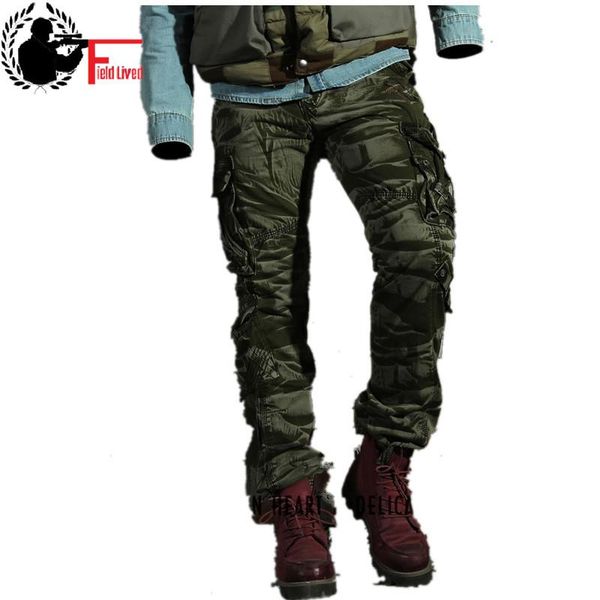 

pants fashion men's pants spring cotton camouflage military pants men straight combat casual tactical overalls casual male trousers, Black