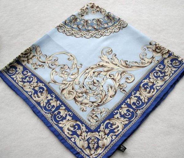 

fashion flowers blue spring and autumn print silk scarf women hand rollhemmed silk twill infinity square shawl7719571, Blue;gray