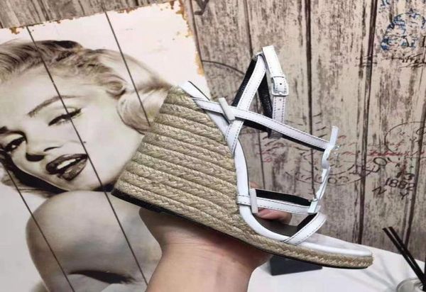 

hhy2 hip sandals with box wedge women real leather studs high hees sanda 3441 slippers slide outdoor beach 4 styles3669940, Black