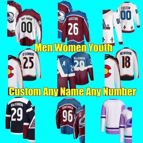 

hockey jerseys 29 nathan mackinnon 96 mikko rantanen 11 andrew cogliano 20 lars eller 4 bowen byram 81 denis malgin 40 alexandar georgiev, Black;red