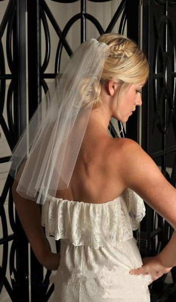 

stunning simple short bridal veils stock onelayer wedding veils ivory tulle shoulderlength with comb white bridal veils fo2459887, Black