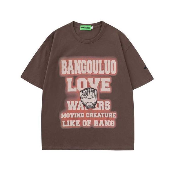 

32% off street baseball gloves letter printed short t-shirt men's fashion loose relaxed half sleeve underlay shirt, White;black