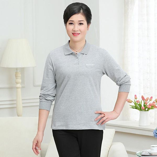 

polos 2022 new personalized customize women polo shirt long sleeve advertising shirt a1258 beige grey red cotton, White