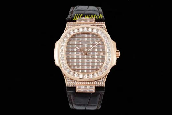 

gs watch 40mm nautilus diamond-studded series octagonal shape with square rhindiamond-324 movement excellent stability american crocodile le, Slivery;brown
